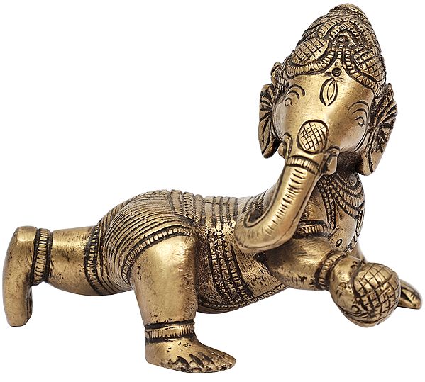 3" Baby Ganesha Brass Sculpture | Handmade | Made in India