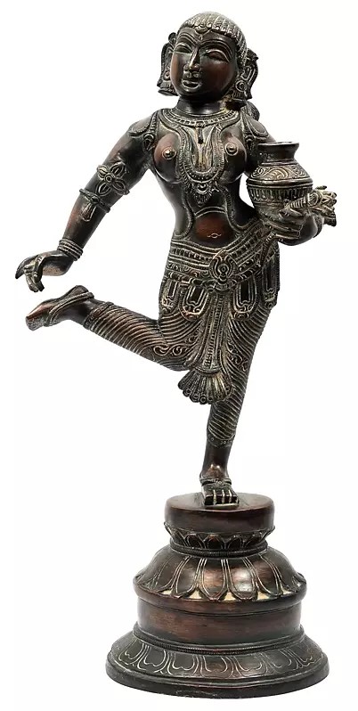 16" In Pain The Apsara Pauses | Handmade Brass Sculpture