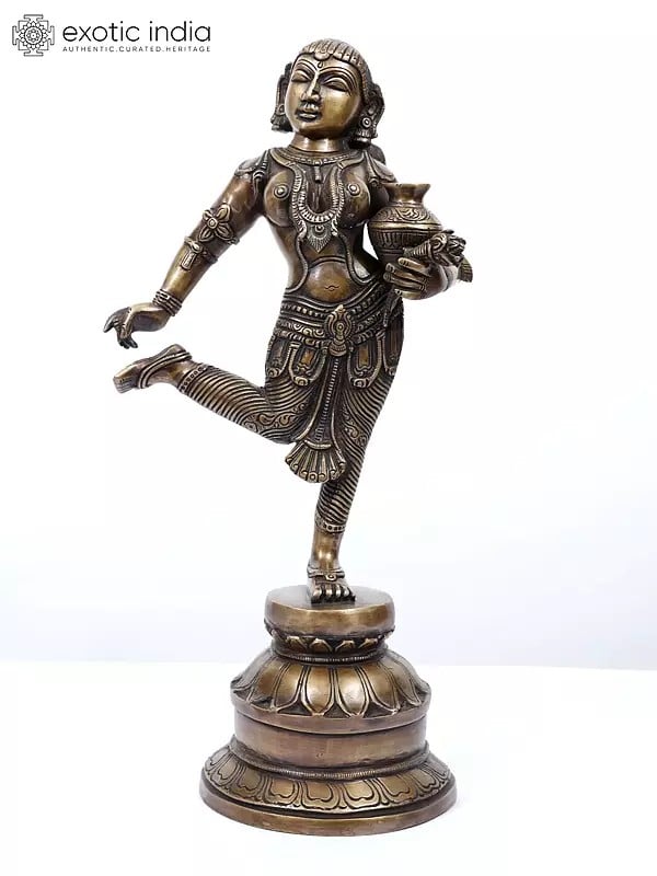 16" In Pain The Apsara Pauses | Handmade Brass Sculpture