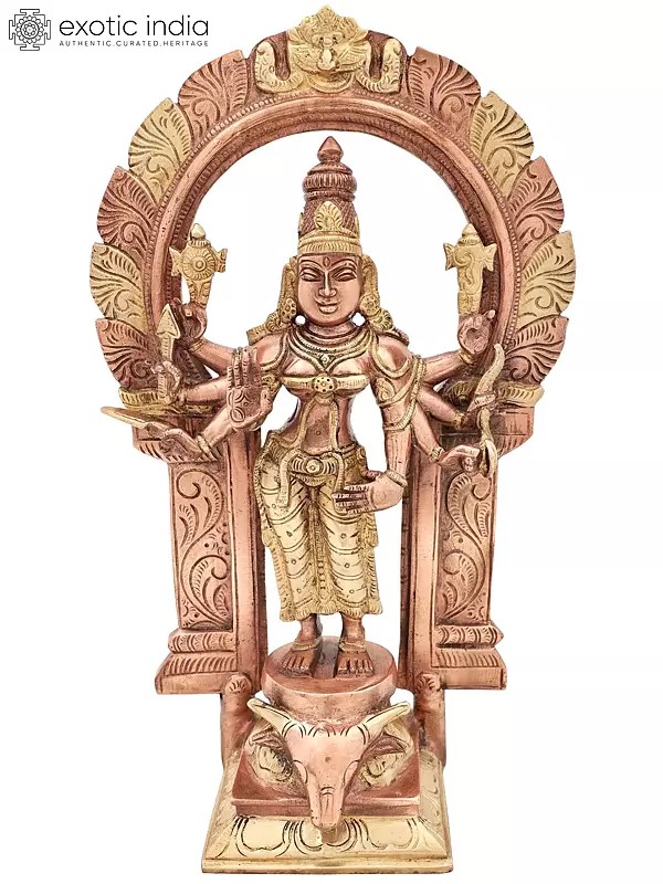 13" Standing Ashtabhujadharini Durga In Brass | Handmade | Made In India