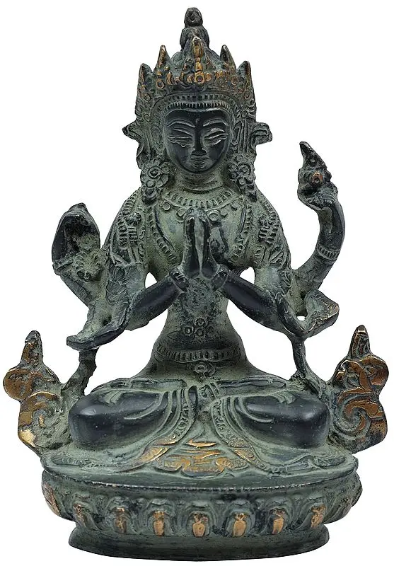 6" Tibetan Buddhist Deity Goddess Green Tara in Namaskara Mudra | Brass | Handmade | Made In India