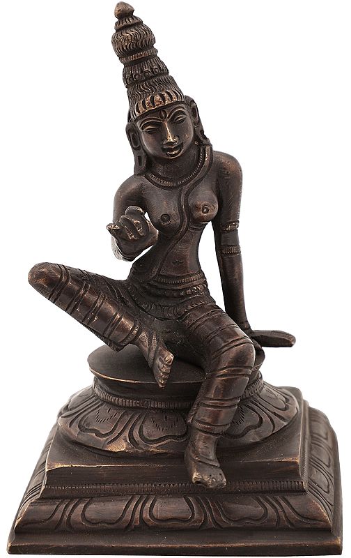 5" Seated Goddess Uma (Parvati) In Brass | Handmade | Made In India