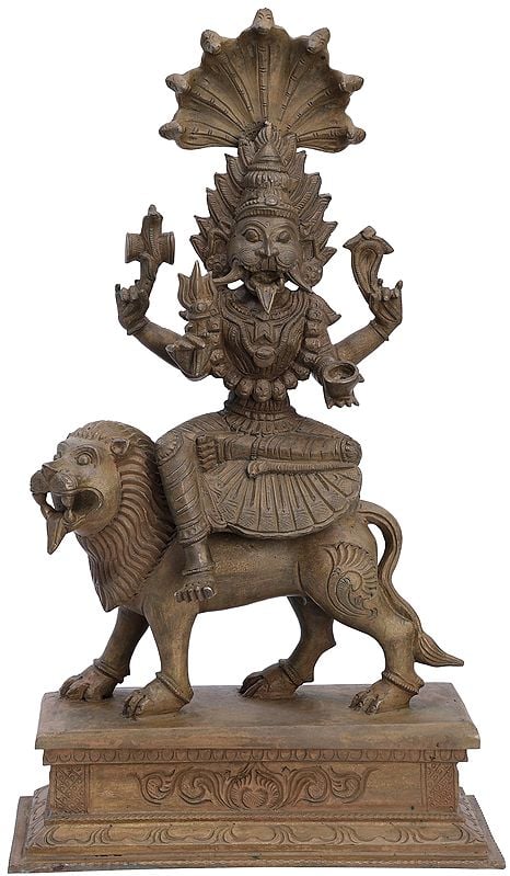 16" Lion-Faced Devi Pratyangira (Atharvana Bhadrakali) | Madhuchista Vidhana (Lost-Wax) | Panchaloha Bronze from Swamimalai