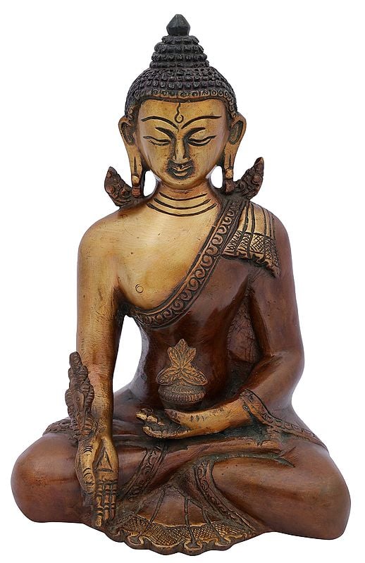 7" Medicine Buddha (Tibetan Buddhist Healing Buddha) In Brass | Handmade | Made In India