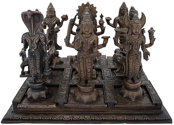 7" Standing Navagrahas With Their Respective Vahanas | Handmade | Panchaloha Bronze | Made In South India