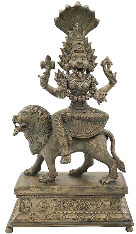 15" The Twin Beauty And Ferocity Of Devi Pratyangira | Handmade | Panchaloha Bronze