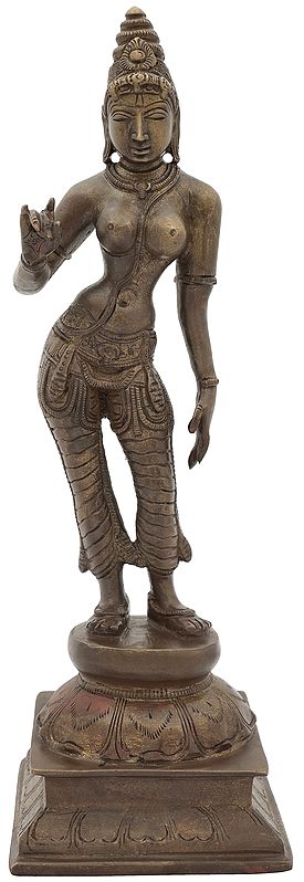 12" Standing Apsara In Brass | Handmade | Made In India
