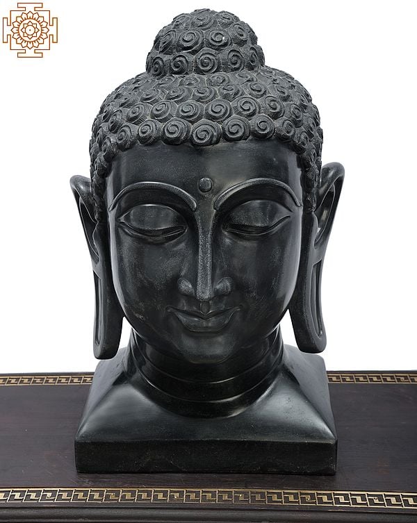 Black Marble Lord Buddha Head | Handmade in Jaipur | Tibetan Buddhist