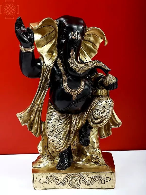 14" Superfine Dancing Ganesha | A Symbol of Success | Brass Statue | Handmade