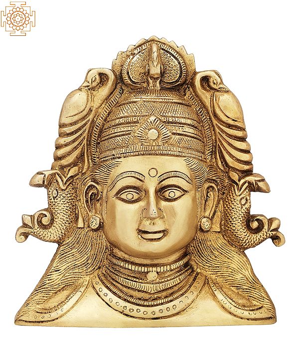 8" Devi Mask in Brass | Handmade | Made In India