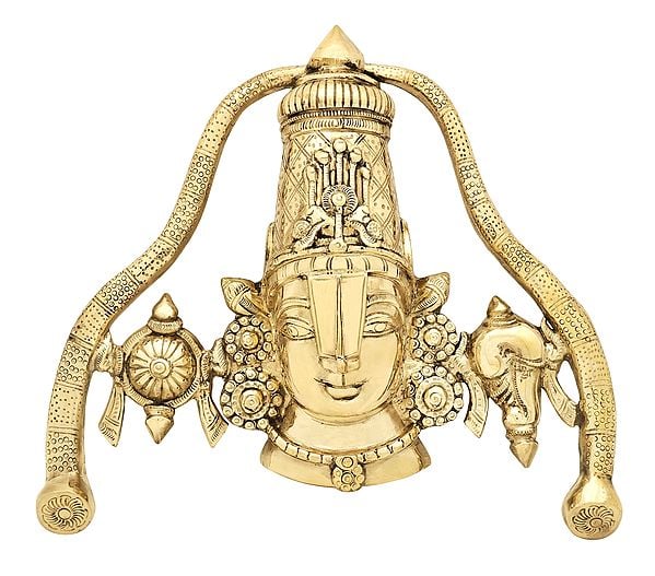 10" Srinivasa Perumal Face Wall Hanging in Brass | Handmade | Made In India