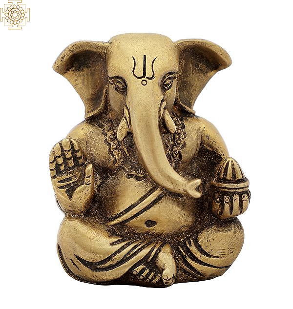 2" Small Good Luck Ganesha Brass Idol | Handmade | Made in India