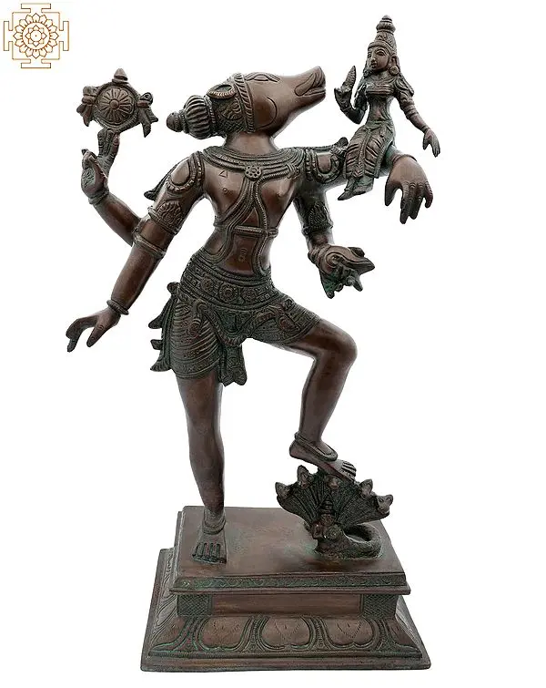 17" Varaha Avatara of Vishnu with Bhudevi in Brass | Handmade | Made In India