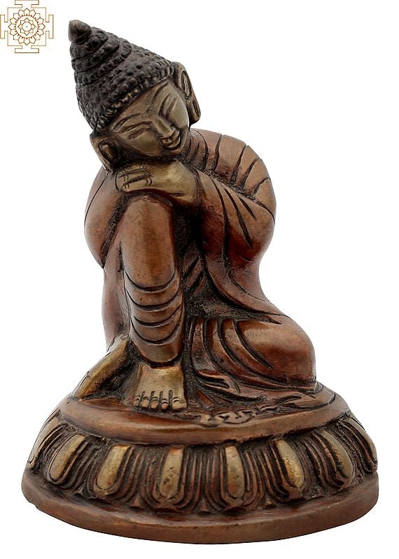 4" Brass Thinking Buddha Statue | Handmade | Made in India