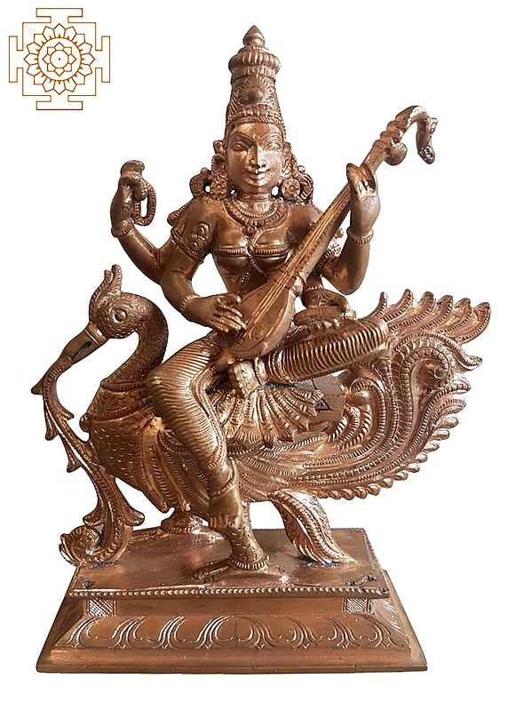 30" Devi Saraswati| Handmade | Madhuchista Vidhana (Lost-Wax) | Panchaloha Bronze from Swamimalai
