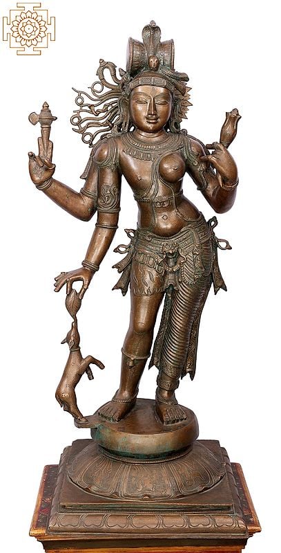 44" Ardhanarishvara | Handmade | Madhuchista Vidhana (Lost-Wax) | Panchaloha Bronze from Swamimalai