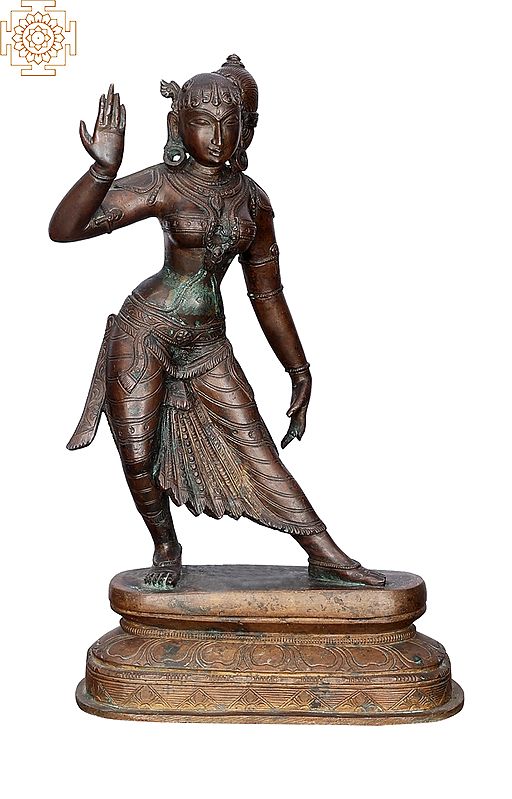 13" Dancing Lady | Handmade | Madhuchista Vidhana (Lost-Wax) | Panchaloha Bronze from Swamimalai