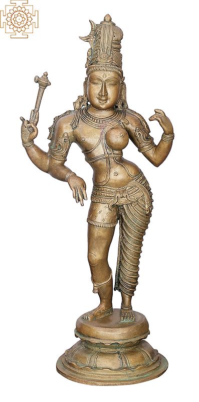 19" Ardhanarishvara | Handmade | Madhuchista Vidhana (Lost-Wax) | Panchaloha Bronze from Swamimalai