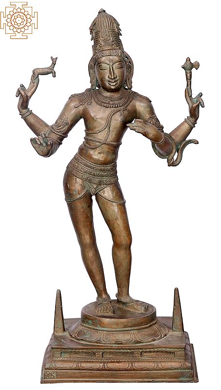 23" Standing Shiva Bronze Statue | Handmade | Madhuchista Vidhana (Lost-Wax) | Panchaloha Bronze from Swamimalai