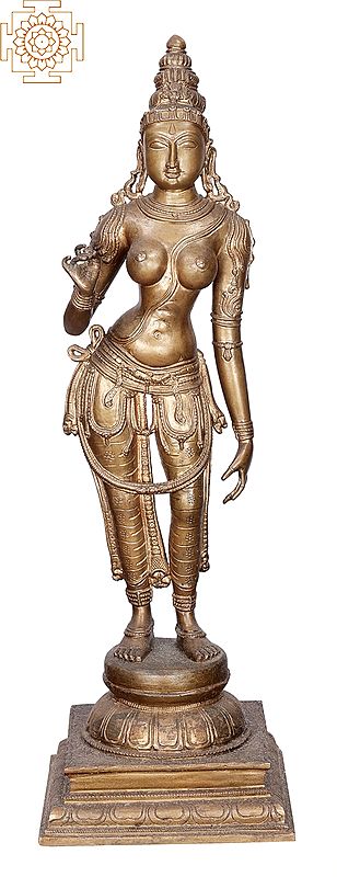 18" Sivagami (Devi Parvati)| Handmade | Madhuchista Vidhana (Lost-Wax) | Panchaloha Bronze from Swamimalai