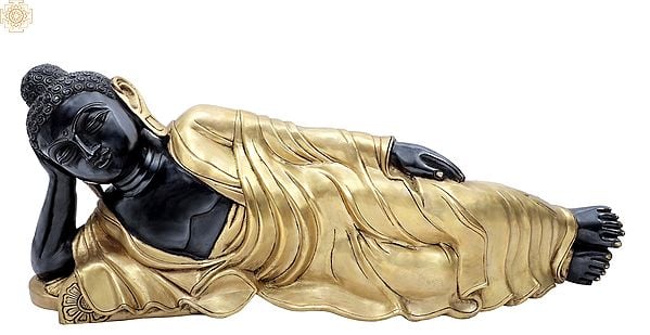 29" Bitone Mahaparinirvana Buddha In Brass | Handmade | Made In India