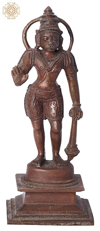 7" Ashirwad Anjaneya (Hanuman Ji) Handmade | Madhuchista Vidhana (Lost-Wax) | Panchaloha Bronze from Swamimalai
