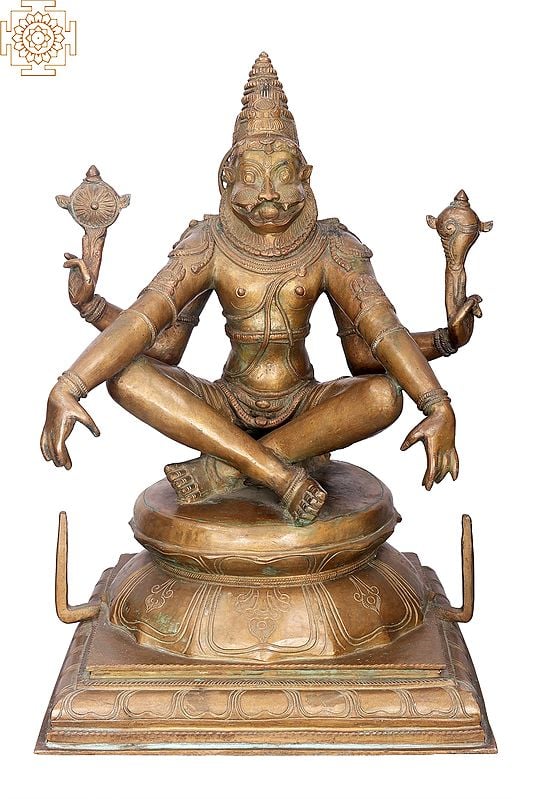 24" Yoga Narasimha | Handmade | Madhuchista Vidhana (Lost-Wax) | Panchaloha Bronze from Swamimalai