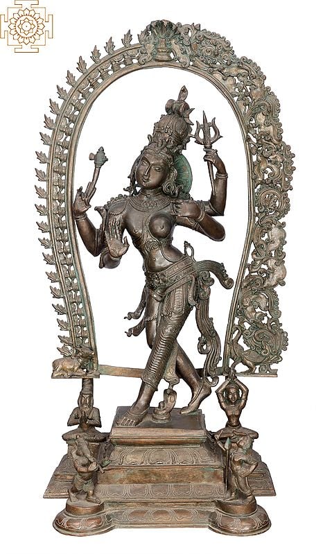 34" Large Ardhanarishvara | Handmade | Madhuchista Vidhana (Lost-Wax) | Panchaloha Bronze from Swamimalai
