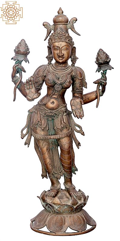 30" Devi Lakshmi | Handmade | Madhuchista Vidhana (Lost-Wax) | Panchaloha Bronze from Swamimalai