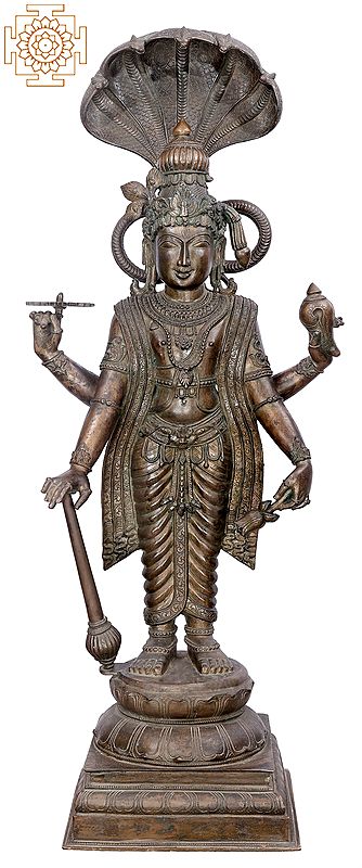 43" Large Standing Vishnu | Handmade | Madhuchista Vidhana (Lost-Wax) | Panchaloha Bronze from Swamimalai