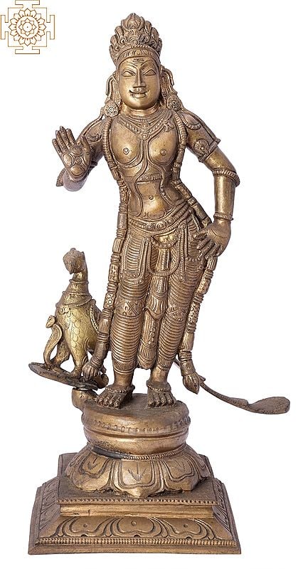 15 Karttikeya (Murugan) Handmade Panchaloha Bronze Statue from Swamimalai