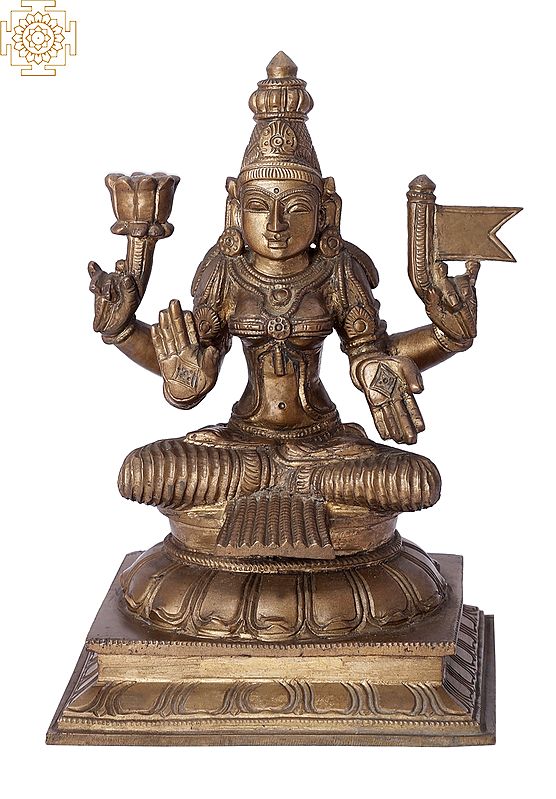 10" Sitting Devi Lakshmi Bronze Statue | Madhuchista Vidhana (Lost-Wax) | Panchaloha Bronze from Swamimalai