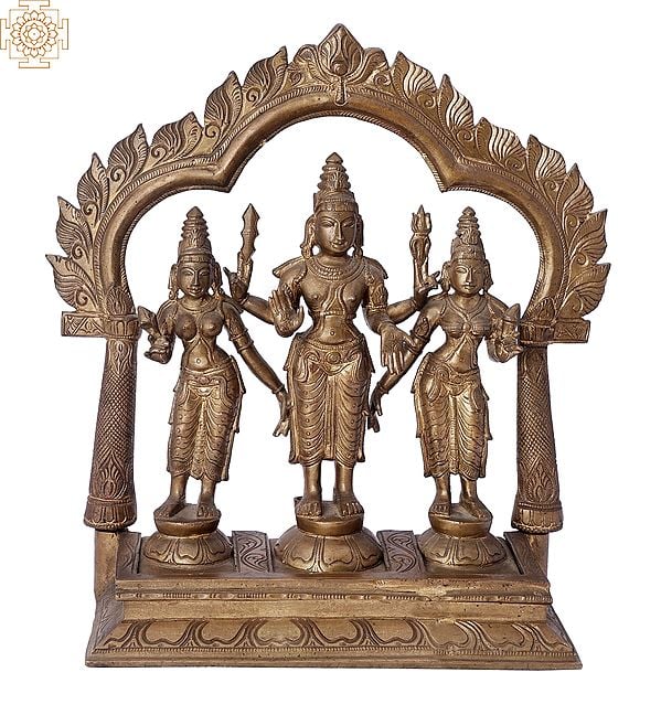 12" Karttikeya With Devasena And Valli (Murugan) Bronze Set | Handmade | Madhuchista Vidhana (Lost-Wax) | Panchaloha Bronze from Swamimalai