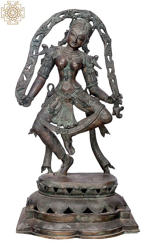 33" Large Dancing Lady | Handmade | Madhuchista Vidhana (Lost-Wax) | Panchaloha Bronze from Swamimalai