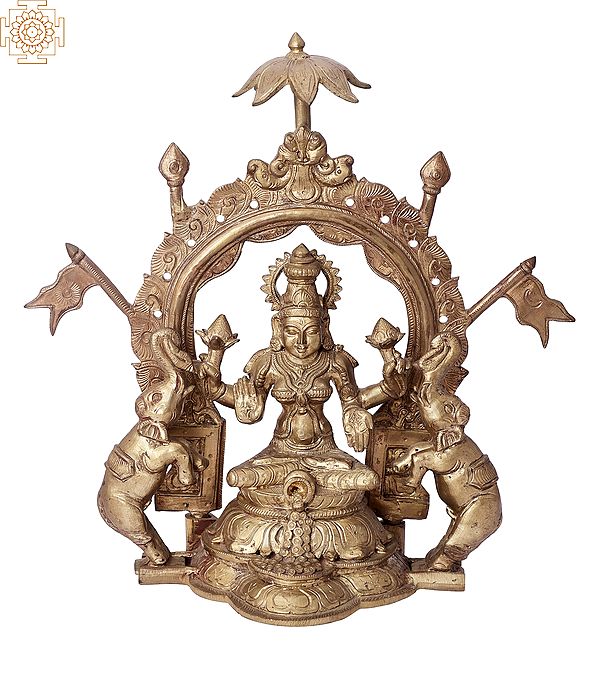 12" Gaja Lakshmi Bronze Statue | Madhuchista Vidhana (Lost-Wax) | Panchaloha Bronze from Swamimalai