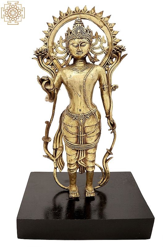 15" Standing Contemplative Padmapani Avalokiteshvara in Brass | Handmade | Made In India