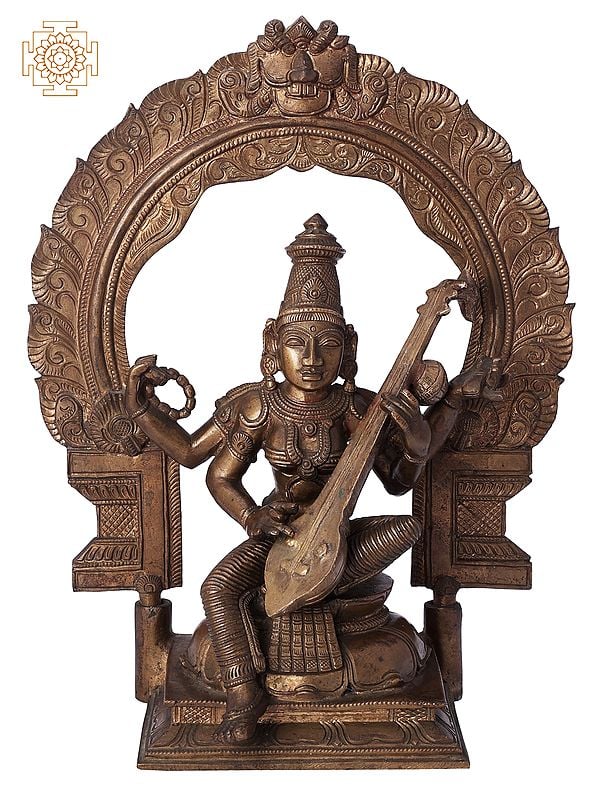 10" Devi Saraswati | Handmade | Madhuchista Vidhana (Lost-Wax) | Panchaloha Bronze from Swamimalai