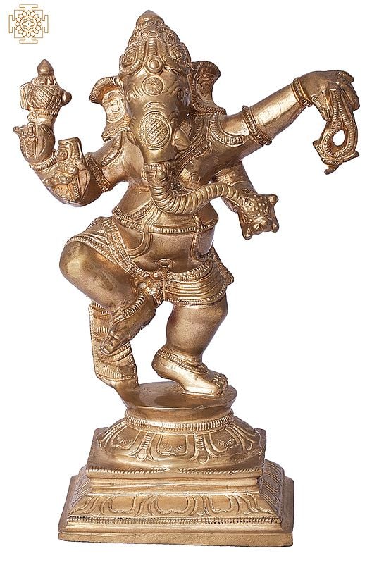6" Dancing Ganesha | Handmade | Madhuchista Vidhana (Lost-Wax) | Panchaloha Bronze from Swamimalai