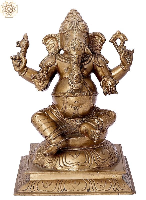 9" Bhagawan Shri Ganesha Idol | Madhuchista Vidhana (Lost-Wax) | Panchaloha Bronze from Swamimalai