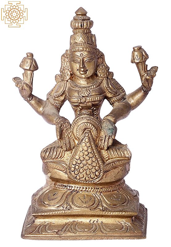 5" Small Kubera Lakshmi | Handmade | Madhuchista Vidhana (Lost-Wax) | Panchaloha Bronze from Swamimalai