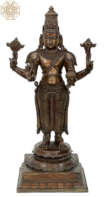 24" Dhanvantari Bronze Statue | Madhuchista Vidhana (Lost-Wax) | Panchaloha Bronze from Swamimalai