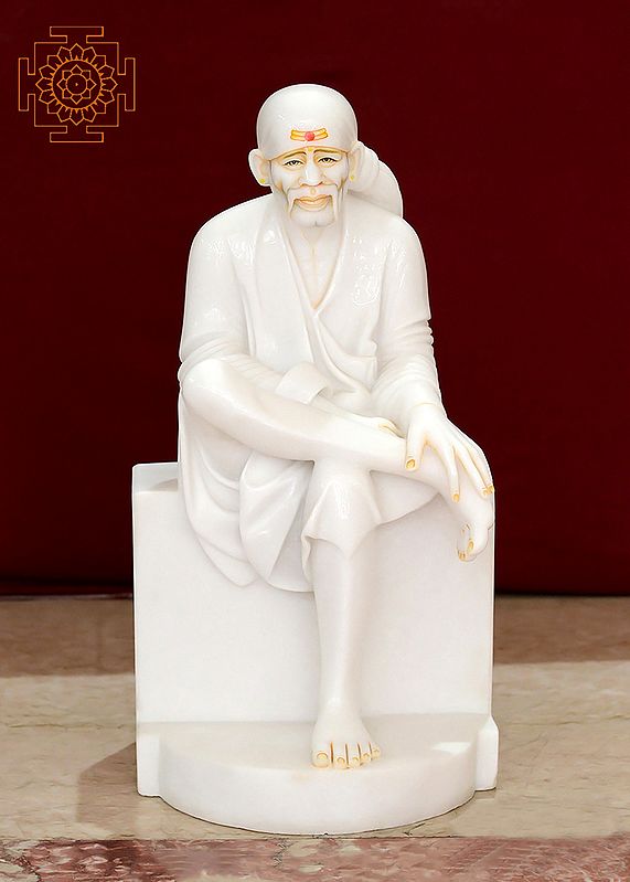 30" Sai Baba Statue | Handmade | Shirdi Sai Baba | Pure White Marble Sai Baba Statue | Sai Baba of Shirdi | Sri DattaGuru