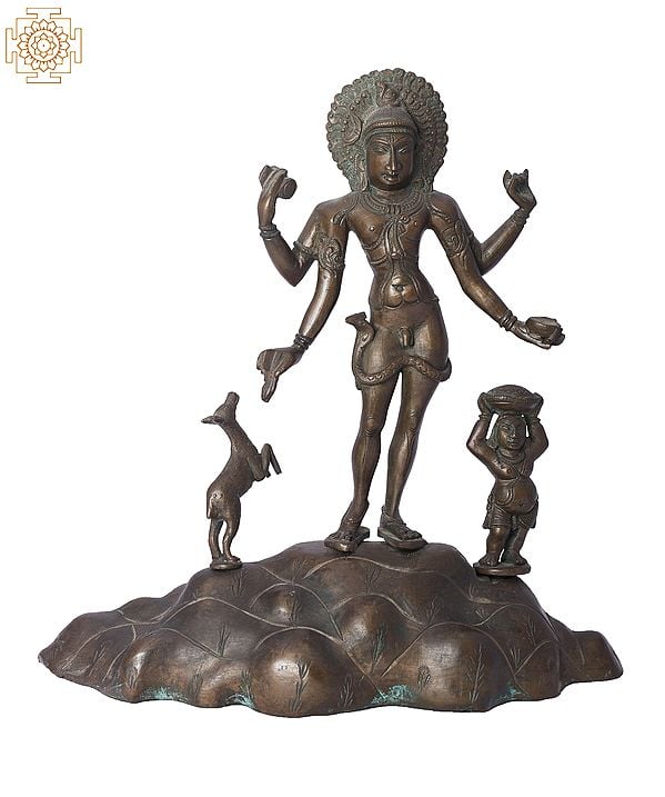 9" Pichandavar (Bhikshatana Shiva With One Of The Bhoota-Gana) | Handmade | Madhuchista Vidhana (Lost-Wax) | Panchaloha Bronze from Swamimalai