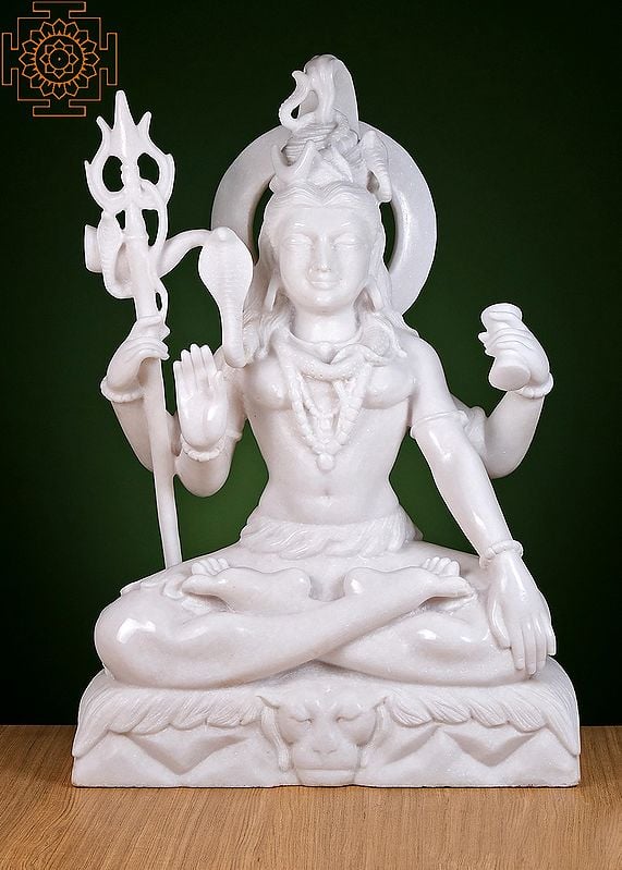30" Lord Shiva Statue | Handmade | White Marble Shiva Statue | Shiva | Shankara | Rudra | Mahadeva