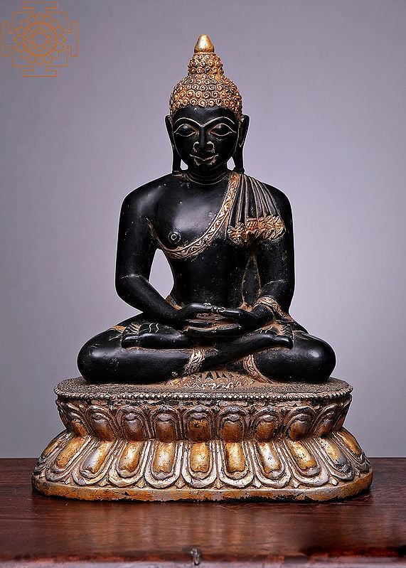 15" Black Buddha in Dhyana Mudra | Handmade | Black Marble Buddha Statue | Buddha Marble Statue | Lord Buddha Statue | Seated Meditation Statue| Buddha Figurine