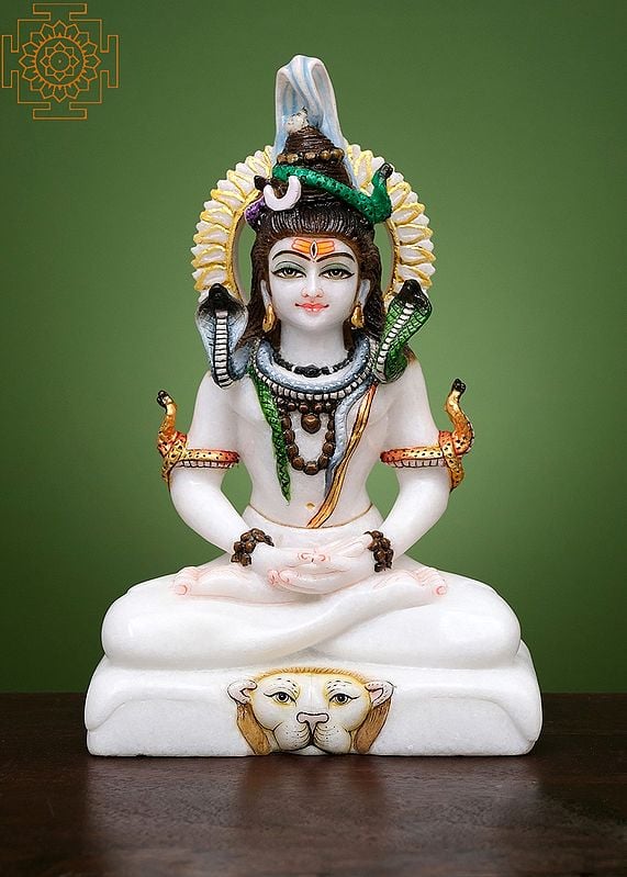 12" Lord Shiva Statue | Handmade | White Marble Lord Shiva Statue | Mahadev | Shankara | Shankara