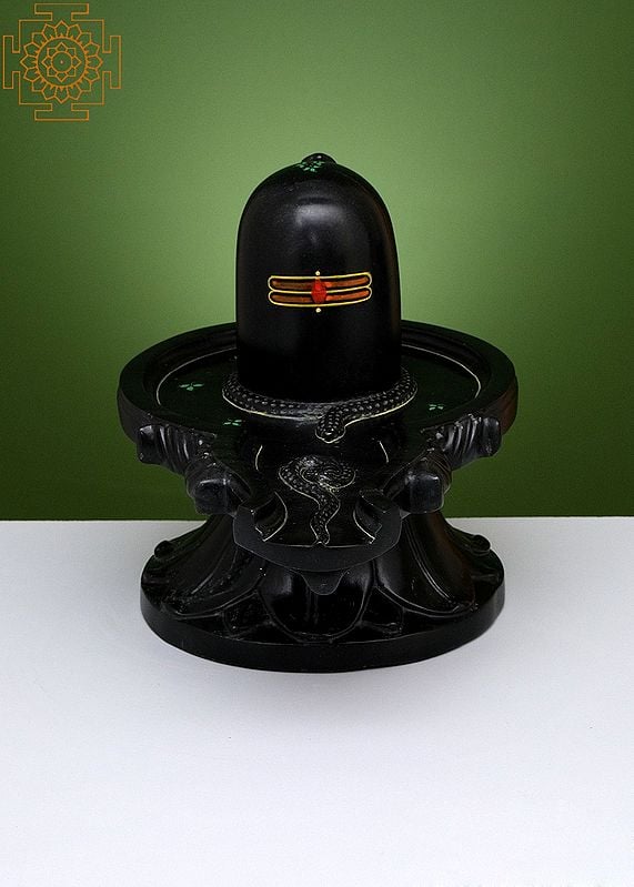12" Shiva Linga | Handmade | Black Marble Shiva Linga | Lingam | Pooja Shivling