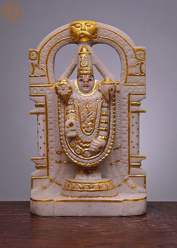 12" Bhagwan Tirupati Balaji | Handmade | White Marble Tirupati Balaji Statue | Venkateshwara | Vishnu Statue | Incarnation of Vishnu