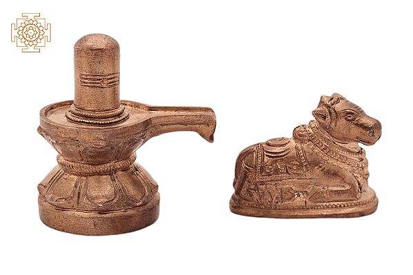 3" Small Shiva Linga with Nandi | Handmade | Madhuchista Vidhana (Lost-Wax) | Panchaloha Bronze from Swamimalai