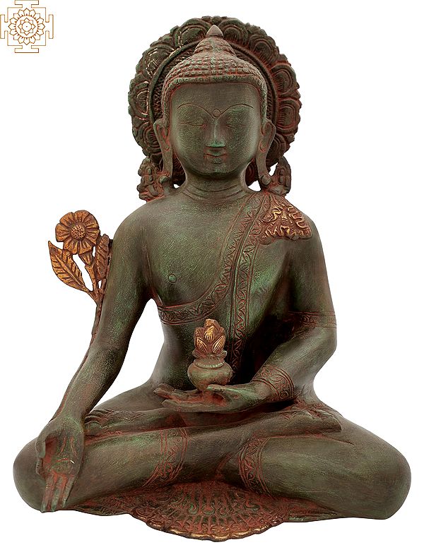 12" Tibetan Buddhist Healing Buddha | Medicine Buddha | Brass Statue | Handmade | Made In India